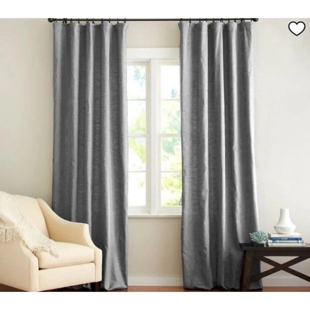Pottery Barn Emery Drape Blackout Panel 50x96 NWT! Gray Linen Cotton